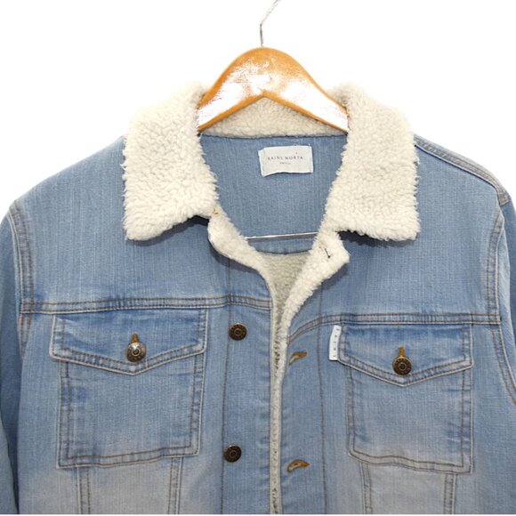 Saint Morta Sherpa Denim Jacket Small Men’s Unisex Oversized Boyfriend Fit - Picture 4 of 10